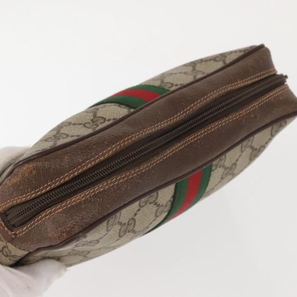 GUCCI GG Supreme Web Sherry Line Clutch Bag PVC Beige 156 01 012 Auth th6330 - Picture 5 of 16